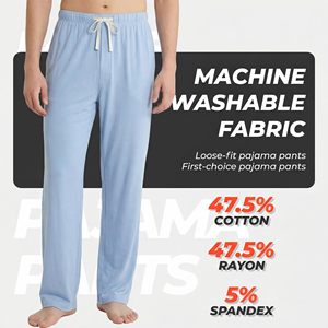 Lightweight Men's Solid <b>Trousers</b> 100% Cotton Joggers Pants Soft Yoga Athletic Running Lounge Casual Pants with Pockets Sleep Pj - Product Image 2