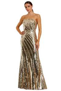 Elegant Vintage Strapless Sequined Sheath <b>Gown</b> <b>Floor</b>-<b>Length</b> Solid Color Satin Anti-static Evening Dress - Product Image 5