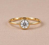 Bague en argent sterling 925 plaqué or avec moissanite, sertie clos, taille brillant rond, bijoux de fiançailles et de mariage pour femme