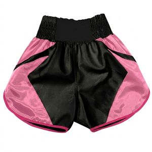 Shorts de boxe unisexe blanc et noir, en satin, respirants, séchage rapide, coupe ample, 100 % polyester, vêtements d'arts martiaux, taille adulte - Product Image 6