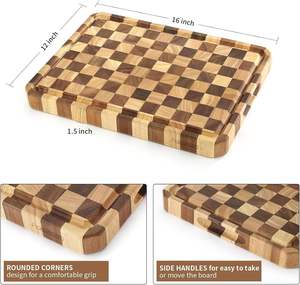 Tabla de cortar de madera de acacia de veta final Bold Blossom, bloque de carnicero con ranura para jugos, tabla de picar gruesa, ecológica y apta para lavavajillas - Product Image 3