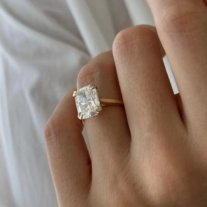 Bague de fiançailles en forme de tulipe avec diamant de laboratoire, or 14 carats jaune, blanc et rose, tendance, certifiée IGI pour femme - Product Image 4