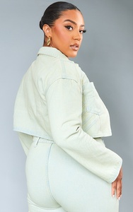 Veste en jean matelassée respirante en tricot surdimensionnée pour femme, coupe boyfriend, motif uni, coton, automne hiver printemps, fermeture boutonnée - Product Image 2