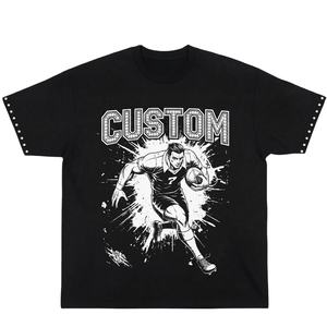 Camiseta de Manga Corta con Estampado Vintage, Estilo Urbano, Diseño Gráfico, Color Negro, Hip Hop, Personalizable, Transpirable - Product Image 1