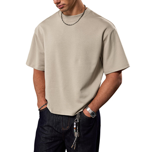 T-shirts en tricot pour hommes de haute qualité, coupe ample et carrée, 100% coton, logo sur le devant, imprimé léopard, personnalisé, respectueux de l'environnement - Product Image 1