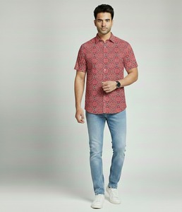 Camisa Formal de Hombre a Rayas 100% Algodón Hecha a Mano, Cuello Clásico, Cierre de un Botón, Manga Corta - Transpirable, Venta al por Mayor - Product Image 1