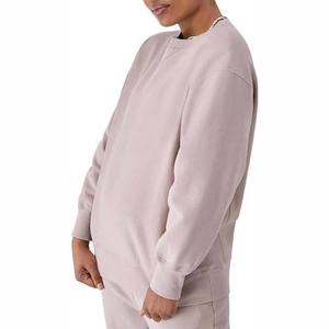 Sweat-shirt surdimensionné à col rond pour femme, couleur unie, manches longues, tricoté en coton et fibre de bambou, respirant, pour l'automne - Product Image 3