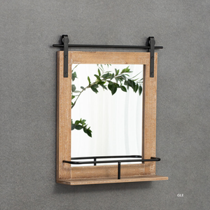 Vintage Wood <b>Mirror</b> 24 Inch Circle Natural Wooden Frame Boho Beads Eco-Friendly <b>Wall</b> <b>Mirror</b> <b>for</b> Bathroom Living Room Bedroom - Product Image 1