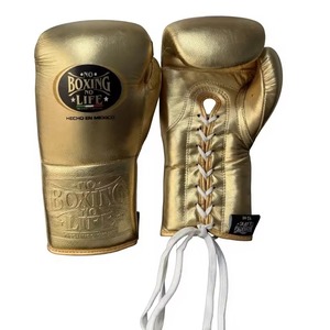 No Boxing No Life Gold PU Leather Boxing Gloves Laced-Up Full Finger Training Gear for Adults - Product Image 4