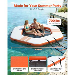 8.5x8.5 FT Non-Slip <b>Inflatable</b> Floating Dock Platform Portable with Detachable Carrying Bag for Water Sports or Leisure - Product Image 2