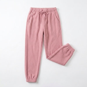 Women's Pink Fleece Tracksuit <b>Half</b>-<b>Zip</b> <b>Jacket</b> And Drawstring Pants Set Solid Color Casual Loose Fit Autumn Wear - Product Image 4