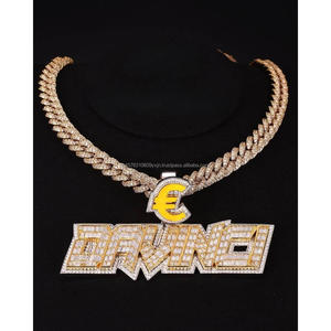 Cadena Cubana Hip Hop Personalizada con Joyas Trisha, Colgante con Letra DRVNCI, Certificado GIA, Plata 925 Chapada en Oro, Unisex - Product Image 1