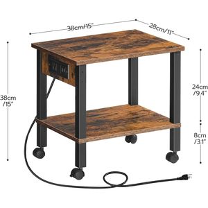 ชั้นวางเครื่องพิมพ์แบบ 2 ชั้นใต้โต๊ะพร้อมแท่นชาร์จ ชั้นวางของประหยัดพื้นที่ขนาดเล็ก รถเข็นแล็ปท็อปแบบพกพา - Product Image 5
