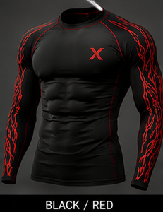 Your Gym Logo Long Sleeve Gym <b>Compression</b> <b>Shirt</b> Workou <b>Men</b> Quick Dry Spandex Polyester Printed Front X Logo Full Sleeve Sport - Product Image 3