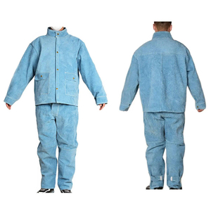 Combinaison de soudage en cuir de vachette pleine fleur haute performance, résistante aux flammes et aux vapeurs, vêtement de travail de sécurité robuste - Product Image 1