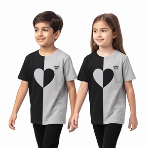 Custom Kids Split Color <b>Heart</b> Leisure <b>Tops</b> Crew Neck Short Sleeve T Shirts for Boys Girls Unisex Clothing Wholesale <b>Tops</b> Apparel - Product Image 3