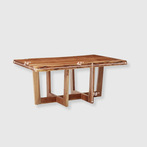 Mesa de Centro de Madera Rústica Hecha a Mano, Diseño Moderno con Borde Natural de Acacia, Muebles para Sala de Estar - Product Image 4