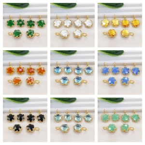 จี้รูปโคลเวอร์ขนาด 10 มม. ประดับด้วยพลอยสีฟ้าคราม ชุบทอง สำหรับทำเครื่องประดับ DIY - Product Image 5