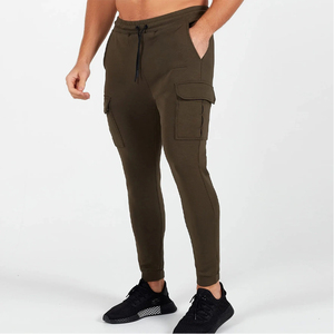 <b>Men's</b> Olive <b>Green</b> <b>Cargo</b> Joggers Gym Wear Mid Waist Drawstring Casual <b>Pants</b> With Side Pockets Regular Fit Training Athletic Wear - Product Image 3