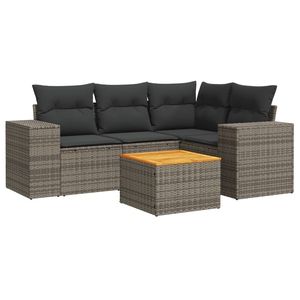 Ensemble de canapés de jardin modulaires en polyrotin gris, meubles d'extérieur élégants et durables - Product Image 2