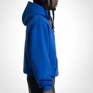 Sweat-shirts à capuche zippés bleu vif pour hommes, en molleton de coton épais, coupe oversize à épaules tombantes, style streetwear, personnalisation de marque, vente en gros, séchage rapide - Product Image 4