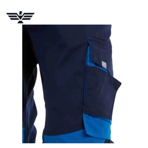 Men's Fluorescent Polyester Heavy Duty <b>Work</b> <b>Pants</b> Navy Royal Blue Reinforced Utility <b>Cargo</b> Trousers Multi-Pocket Construction - Product Image 4