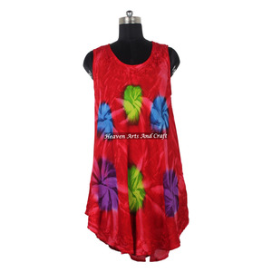 Vestido Largo Maxi de Rayón sin Mangas con Estampado Tie-Dye Estilo Western para Mujer, Hecho a Mano con Cuello Redondo y Sin Mangas - Product Image 3