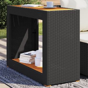 Tavolino da giardino in Poly Rattan nero con 39.4 in legno \ "x15.7 \" x29.5 \ "tavoli da esterno - Product Image 1