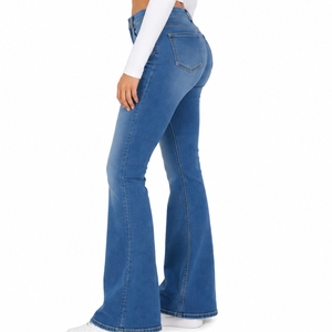 Women Flared Denim <b>Jeans</b> Premium Stretch Flared Comfortable Stylish Durable Premium Metal Button And Zipper Closure Wear - Product Image 3