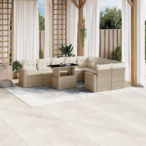 Conjunto de Sofá de Jardín con Reposabrazos Ajustables, en Ratán Sintético Beige, Muebles de Exterior Cómodos - Product Image 1