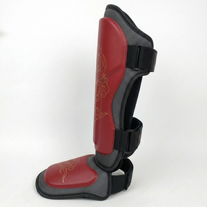 Protège-tibias noirs et or en néoprène avec fermeture auto-agrippante, équipement de boxe professionnel extensible unisexe pour adultes - Product Image 3
