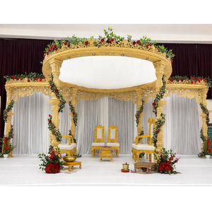 ไอเดียสำหรับงานแต่งงานแบบกูจาราติในสหรัฐอเมริกา  ซุ้มแต่งงานไม้แกะสลักสีทองรุ่นล่าสุด ขายส่งซุ้มแต่งงานตกแต่งดอกไม้สไตล์อังกฤษ - Product Image 1