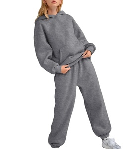 High Quality Polyester/Cotton Winter Solid Men's Custom Logo Oversized Two Piece <b>Tracksuit</b> for Adults 2026 - Product Image 3