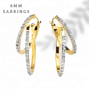 ต่างหูแบบห่วงประดับเพชร6มม. เครื่องประดับแฟชั่นชุบทองสุดคลาสสิกเครื่องประดับสำหรับงานแต่งงานสำหรับผู้หญิงและเด็กผู้หญิง - Product Image 4
