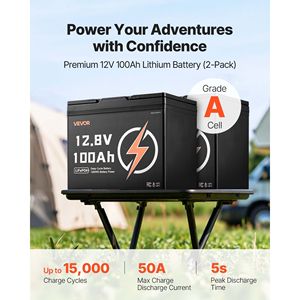 2 Pack 12V 100Ah ciclo profondo LiFePO4 batteria BMS prodotti solari al litio ferro fosfato batteria - Product Image 2