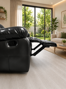 Sillón Reclinable de Cuero Sintético Negro, Mecanismo Manual, Sillón Individual Tapizado para Apartamento, Oficina, Hotel - Product Image 3