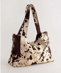 Sac fourre-tout en cuir de vachette pour femme, sac à main à bandoulière, sac de voyage tendance, étanche avec fermeture éclair, broderie, grande capacité LHTB-0018 - Product Image 2