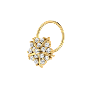 0.14 Carat Natural <b>Diamond</b> 14K Gold <b>Nose</b> Pin GIA Certified Flower Design Ethnic Style HI Color VS-SI Fine Piercing Jewelry - Product Image 4