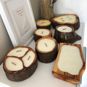 Ensemble de porte-bougies en bois en forme de colonne, décoration d'intérieur, matériau en bois naturel - Product Image 2