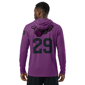 Custom Purple <b>Lady</b> Flames Basketball Shooting <b>Shirt</b> – Long Sleeve Moisture Wicking Athletic Fit Performance Hoodie - Product Image 2