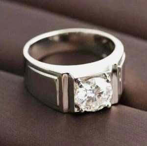 Round Cut Moissanite Wedding Engagement <b>Ring</b> 925 Sterling <b>Silver</b> & Gold Plated Classic <b>Solitaire</b> Minimalist Luxury Promise <b>Ring</b> - Product Image 2