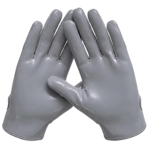 Adult Full Finger Receiver Gloves Breathable <b>Hook</b> Loop <b>Sticky</b> Grip Silicone Palm Custom Team Training American Football Gloves - Product Image 4