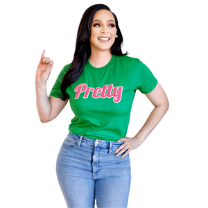 T-shirt vert en chenille brodée, tee-shirt rose en coton premium, vêtement décontracté streetwear tendance - Product Image 1