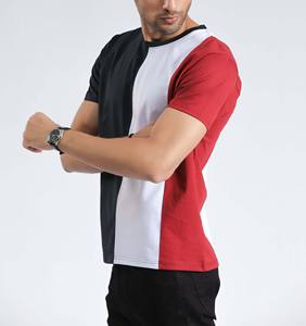 Camisetas Ligeras y Transpirables para Hombre, Camisetas de Algodón de Color Sólido, Camisetas con Bloques de Color y Rayas en Negro, Blanco y Rojo, Ropa Casual Inspirada en el Hip-Hop - Product Image 4