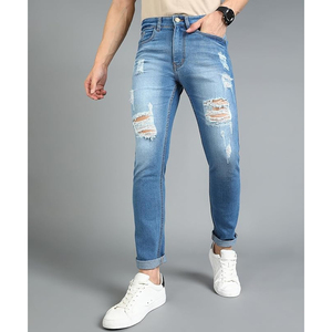 Jean en denim pour homme, coupe slim droite, nouveau style, design personnalisé, haute qualité, vente en gros, service OEM - Product Image 2