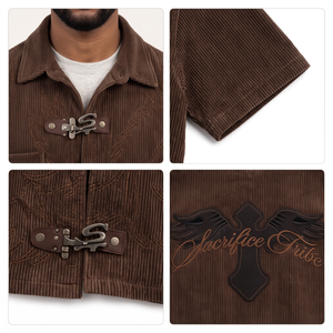 Chaqueta Camisera Texturizada Bordada con Tachuelas y Remaches para Hombre, Estilo Urbano, Etiqueta Personalizada OEM - Product Image 4