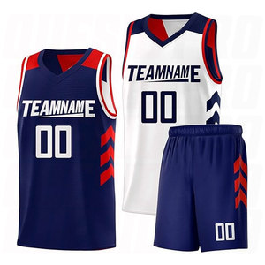 ชุดกีฬาบาสเก็ตบอลเด็กผู้ชายแบบกลับด้านได้ ระบายอากาศได้ดี ชุดยูนิฟอร์มบาสเก็ตบอลแบบซับลิเมชั่น รับทำตามสั่ง พร้อมปักชื่อและหมายเลข - Product Image 1