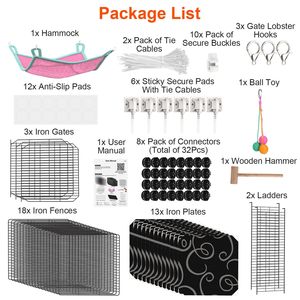 3-Tier DIY Iron Wire Cat Cage Indoor Playpen with <b>Hammock</b> Toy Ball Ladder Cat House Kennel for 1-2 Cats - Product Image 2