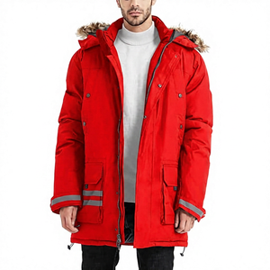 <b>Men's</b> <b>Long</b> Hooded <b>Jacket</b> With Fur Trim Windproof Thick Winter Casual Outerwear Polyester Wadding Zipper - Product Image 3