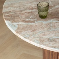 Table à manger ovale Vandana Grand Vento 200x100 cm en pierre naturelle et bois de manguier Giselda